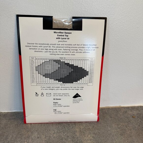 Talbots Microfiber Opaque Control Top Pantyhose Lycra 3D 60 Denier Sz A Seashell - Picture 10 of 10